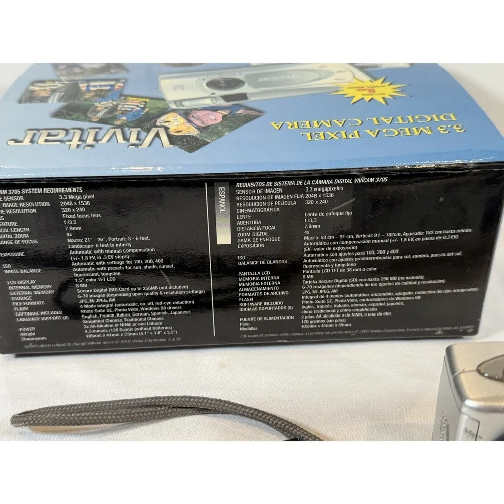 Vivitar ViviCam 3705 3.3MP Digital Camera Silver Tested Powers On‎ w/ Box